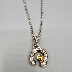 ❤️ Vintage Brighton “Lucky Horseshoe” Silver Tone Necklace. Adjustable.